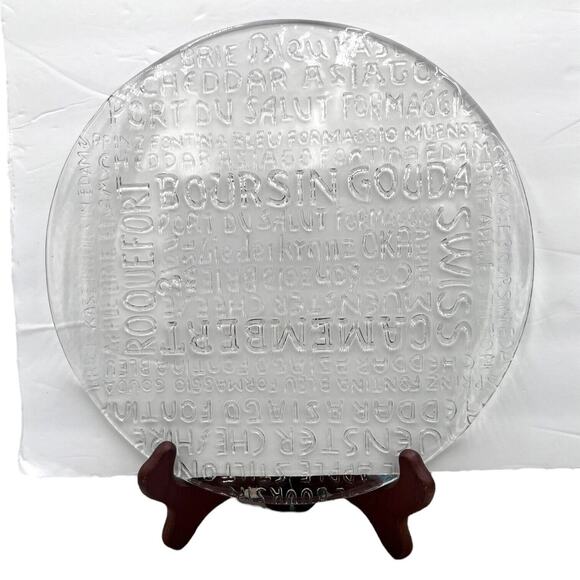 Vintage 1970s Cheese Charcuterie 12” Wide Cheese Names Platter Tray Curled Edges - Picture 2 of 8